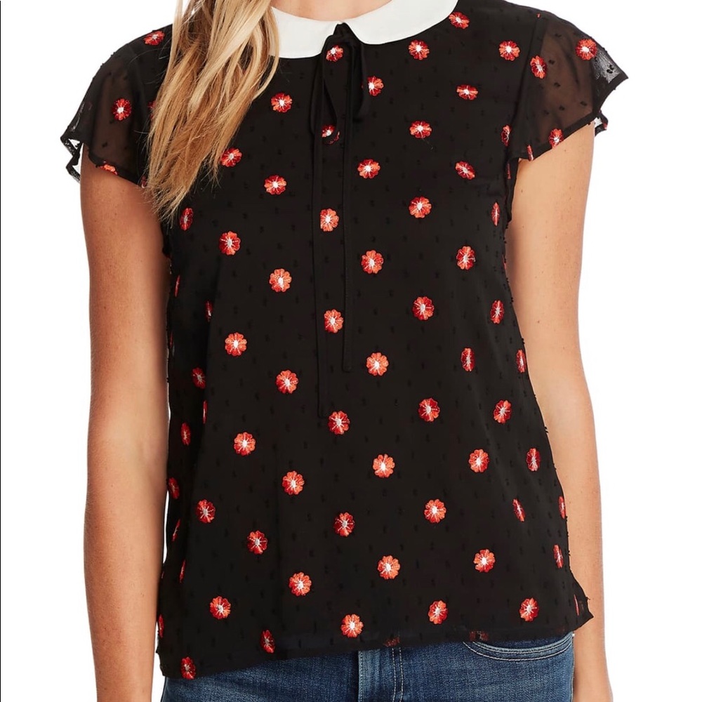 CeCe Floral Embroidered Top